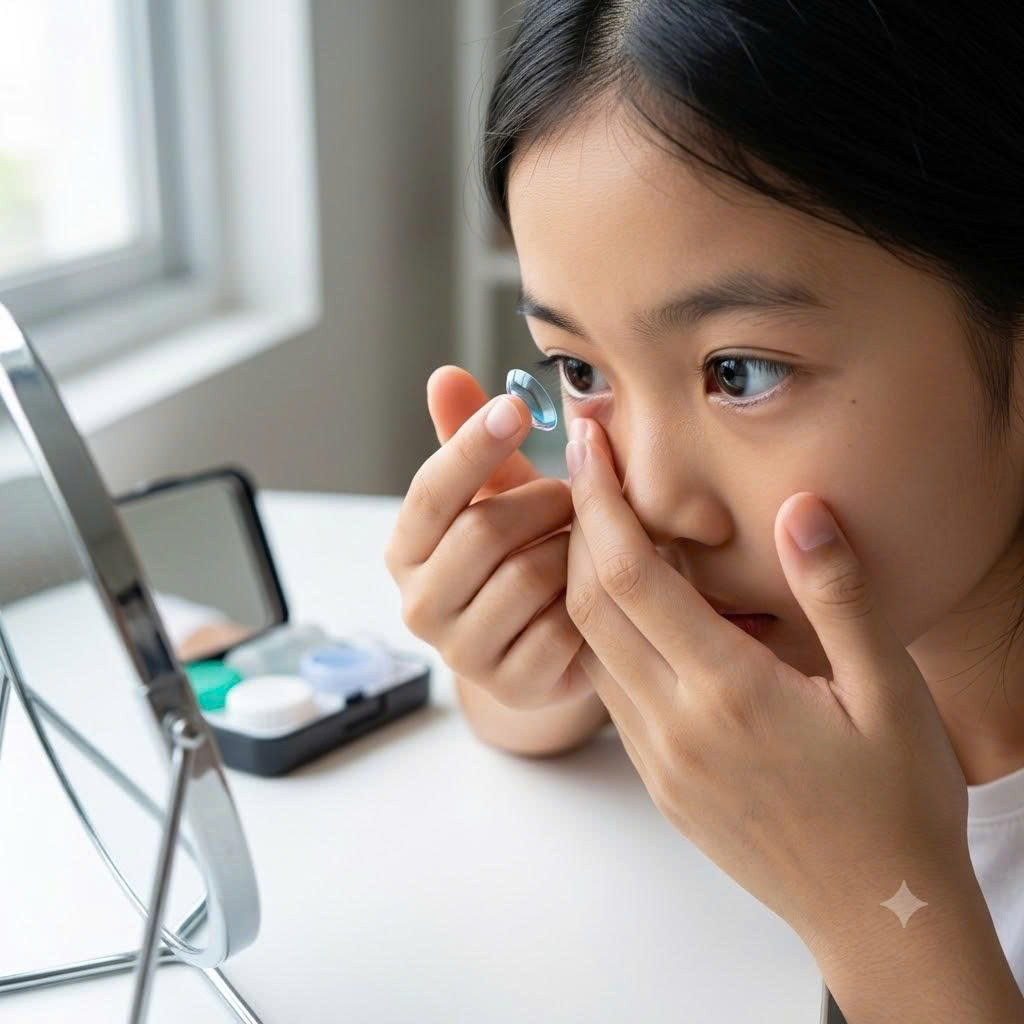 trẻ tự đeo ortho k