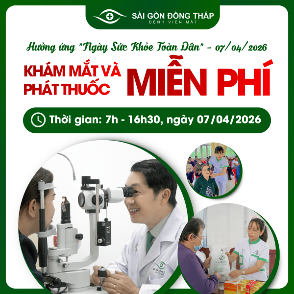 Bệnh viện Mắt Sài Gòn Đồng Tháp Khám mắt và phát thuốc miễn phí 7/4