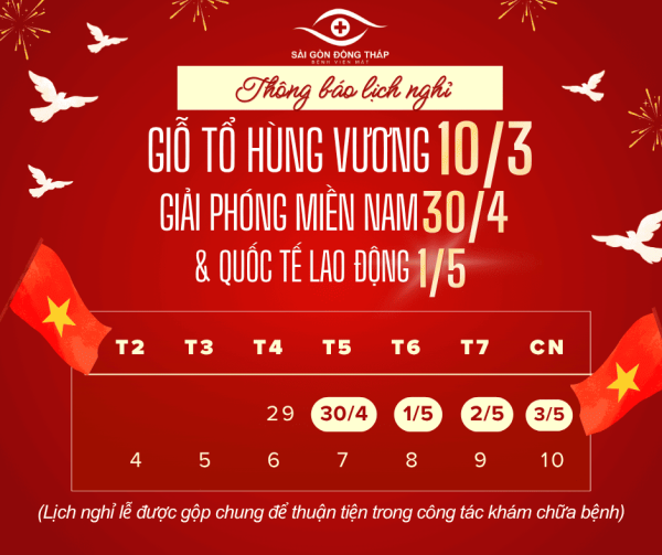 THÔNG BÁO LỊCH NGHỈ LỄ GIỖ TỔ HÙNG VƯƠNG (10/3), 30/4 VÀ 1/5