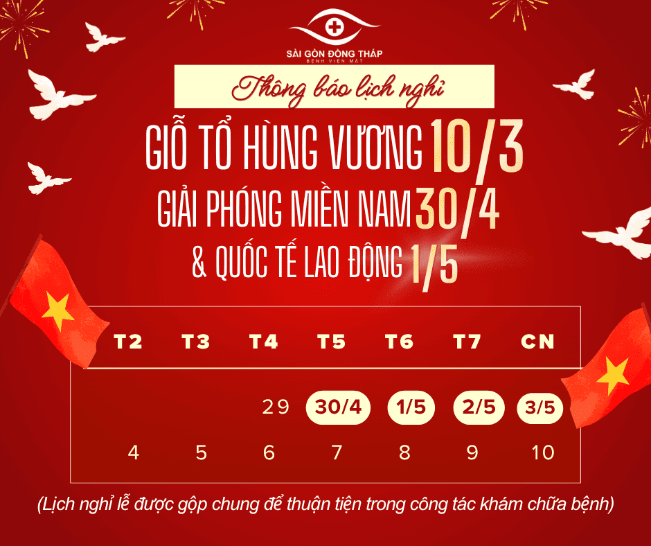 THÔNG BÁO LỊCH NGHỈ LỄ GIỖ TỔ HÙNG VƯƠNG (10/3), 30/4 VÀ 1/5