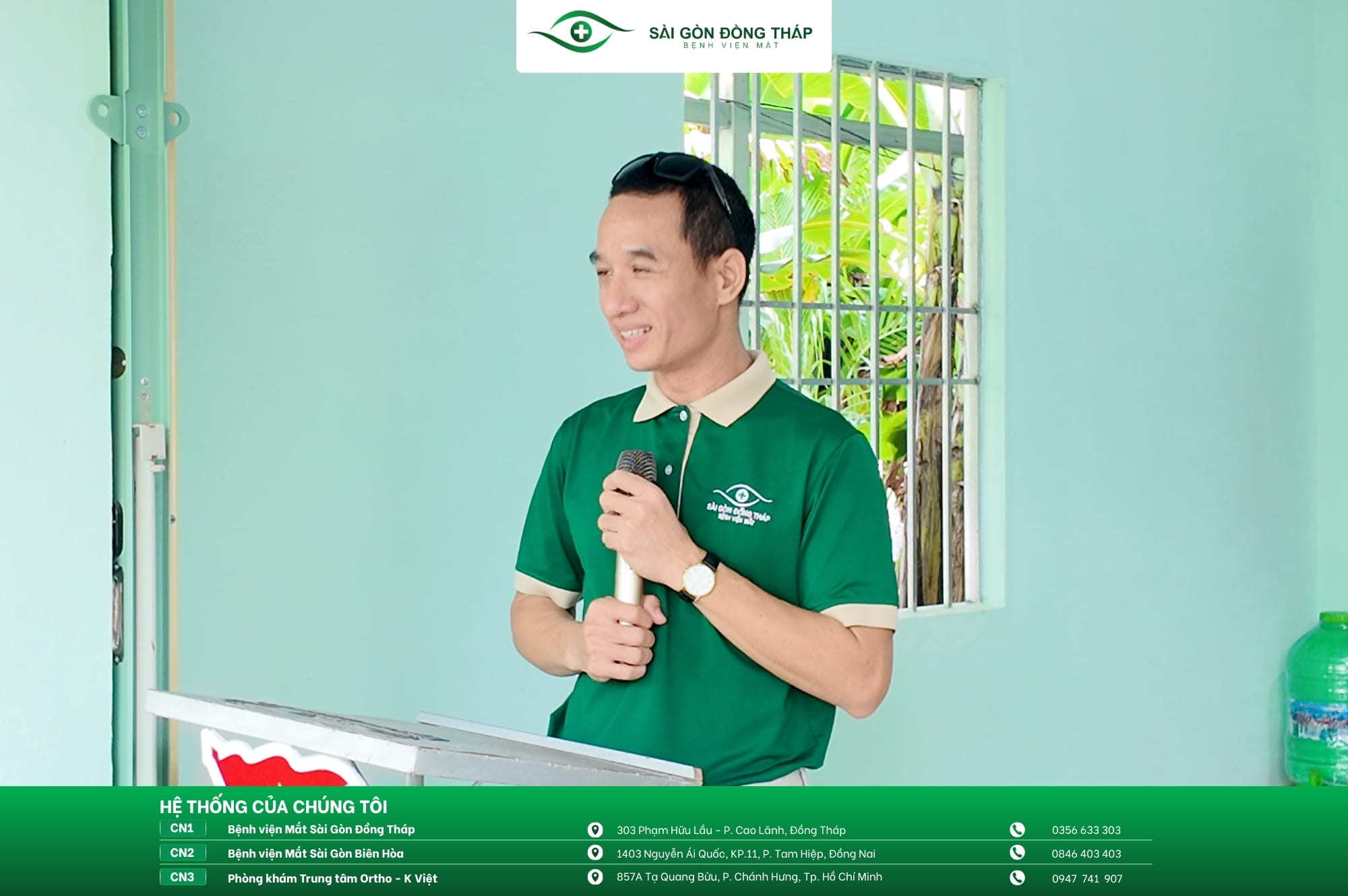 Ông Nguyễn Văn Thêm - Giám đốc Bệnh viện Mắt Sài Gòn Đồng Tháp phát biểu tại lễ bàn giao.