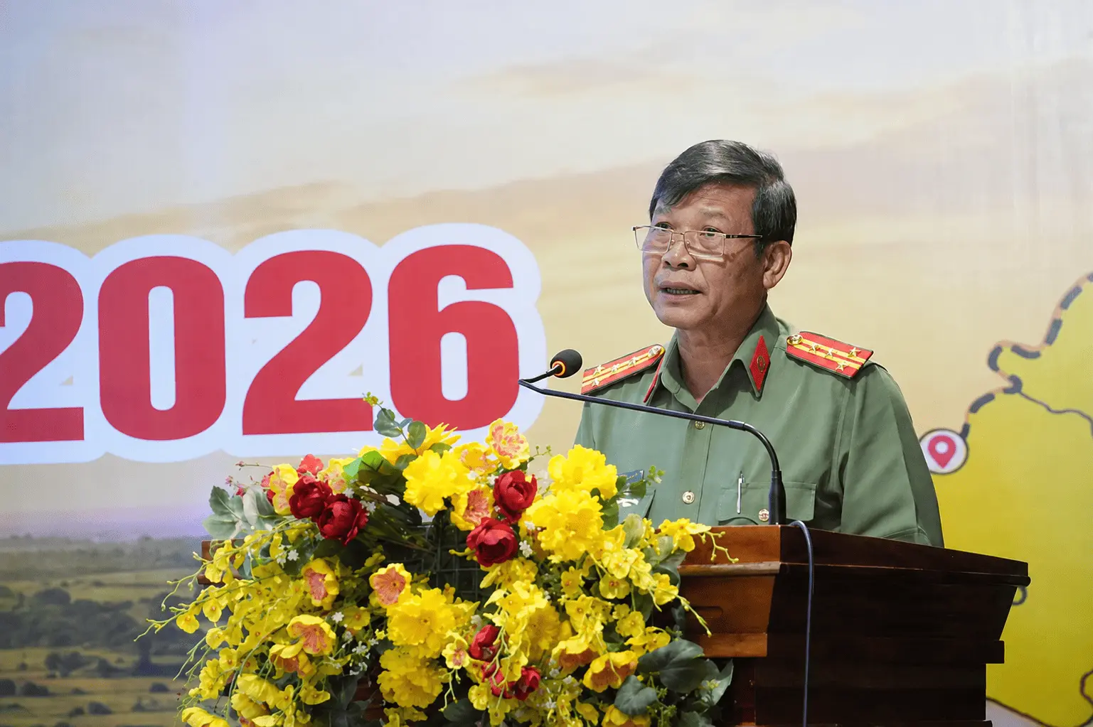 Đồng chí Đại tá Dương Văn Mạnh, Phó giám đốc Công an thành phố Đồng Nai- Trưởng ban chỉ đạo phát biểu tại chương trình
